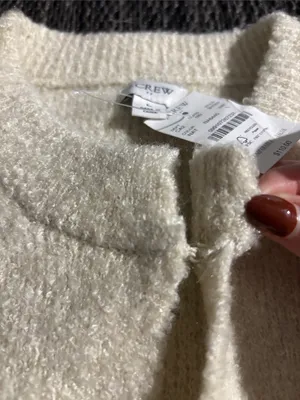J. Crew Bouclé Lady Cardigan Sweater Wool Alpaca Blend Textured Cream Size Large thumbnail 5
