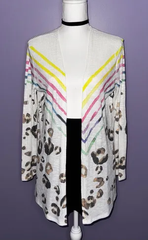 Phil Love Boutique Leopard Print Multicolor Cardigan thumbnail 1