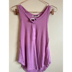Free People We The Free Tank Top‎ Women XS Purple Henley Ribbed Racerback Casual thumbnail 3