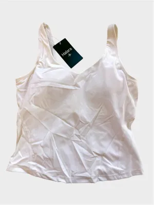 Size S Halara Plush Padded V Neck Plain Tank Top White thumbnail 1