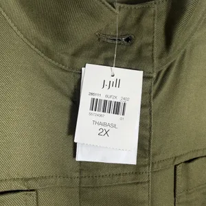 J. Jill Size-2X Women Utility Jacket Olive Green Ruffle Cotton Tencel thumbnail 9