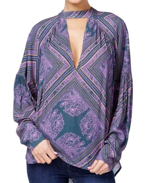 Free People Purple Paisley Walking‎ On A Dream Tunic Top thumbnail 1