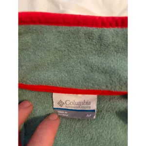 Columbia Fleece Pullover Gorpcore Green Grey‎ Red Snap Front Pocket Medium thumbnail 4