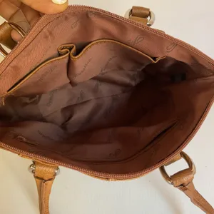 Fossil SHB3207A Brown Genuine Leather Tote Shoulder Bag Cognac Double Handle thumbnail 10