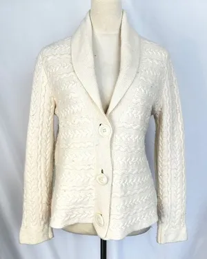 Jones New York Signature Cable Knit‎ Cardigan Sweater Shawl Collar Wool Blend XL thumbnail 1