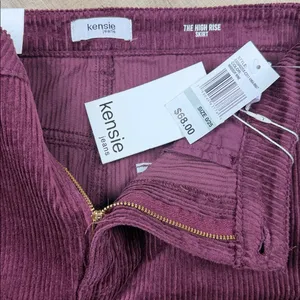 NWT‎ Kensie Burgundy Corduroy High Rise Mini Skirt Size 0/25 thumbnail 5