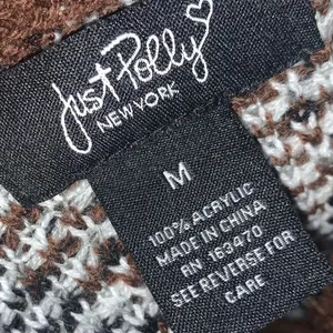 Just Polly Fringe Brown Argyle Plaid Cropped Sweater thumbnail 2