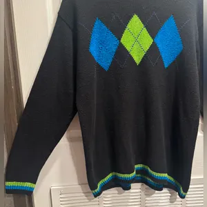 Vintage Victoria Jones Women's Sweater Black Green Teal Ramie Cotton Size M thumbnail 3