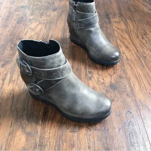 SOREL • Joan of Arctic Wedge II bootie buckle Quarry leather grey ankle short thumbnail 2