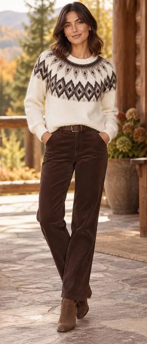 Old Navy XS Cream Brown Fair Isle Wool Blend Nordic Sweater CabinCore Ski Resort thumbnail 1