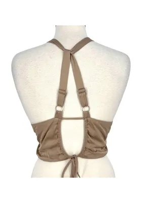 ASTR The Label Clubwear Festival Boho Strappy Halter Crop Top Beige Size Large thumbnail 2