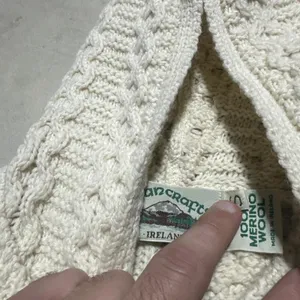 Aran Wool Knot Hooded Zip Up Sweater Women's SZ Small Merino Wool Fisherman thumbnail 2