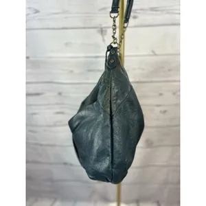 Botkier Dark Teal Green Leather Hobo Shoulder Bag Bronze Hardware Slouchy thumbnail 4