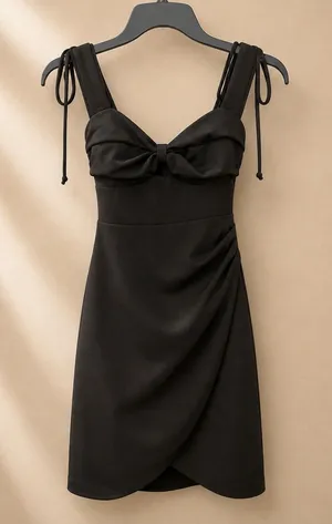 Emerald Sundae Womens Dress XXS Black Bodycon Bow Detail Tie Strap JST3405 thumbnail 1