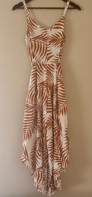 MSK Tropical Palm Print Handkerchief Hem Midi Dress - Size Medium thumbnail 1