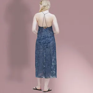 NWT Madewell Burnout Dusty Blue Floral Halter Cover-Up Midi Dress Sz Medium thumbnail 3