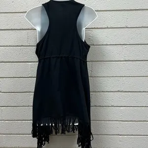 Wet Seal Y2K Festival Black Fringe Vest size M thumbnail 8