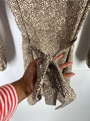 H&M‎ Cheetah Print Tie Waist Mini Dress Size 4 thumbnail 4