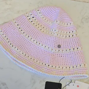Lululemon Athletica Pink and White Crochet Hat thumbnail 1