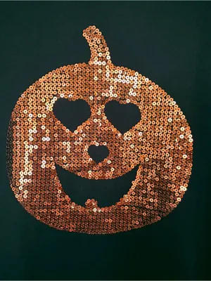 DARI Halloween Pumpkin Sequin Sweater Black Knit Jack O Lantern Women's XL EUC thumbnail 8