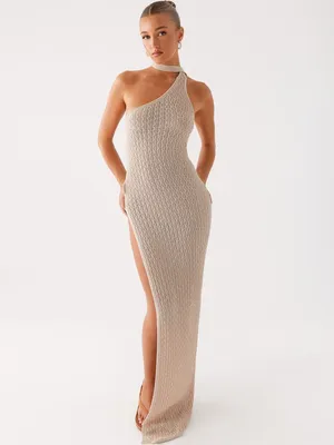 NWT Peppermayo Carryn Knit Maxi Dress S/M Beige Euro Summer Resort It Girl Beach thumbnail 2