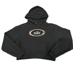 Nike‎ Womens Cropped Pullover Hoodie Black Oval Script Logo Size XS thumbnail 2