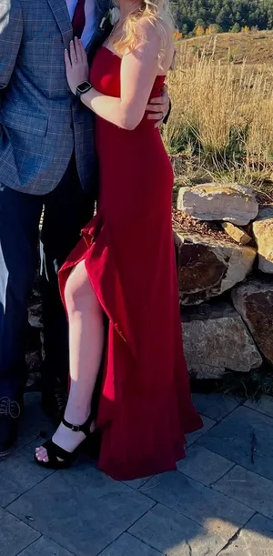 red elegant dress thumbnail 1
