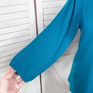 Fortune + Ivy Cutout Back Tie Eyelet Trim Blouse Teal‎ Blue Size Large thumbnail 8