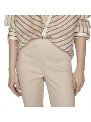 Mango Cotton Linen Flared Pants Beige Size 8/Large thumbnail 3