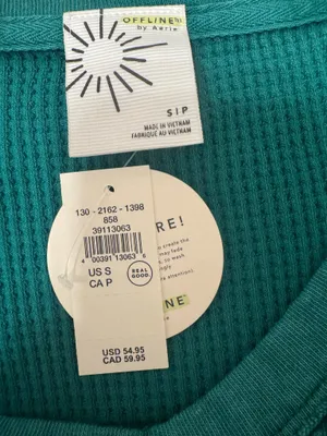 OFFLINE by Aerie green waffle knit weater thumbnail 3