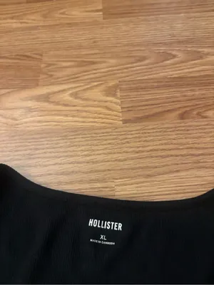 Hollister Black Long Sleeve Square Neck Top With White Tie Detail Size XL thumbnail 5