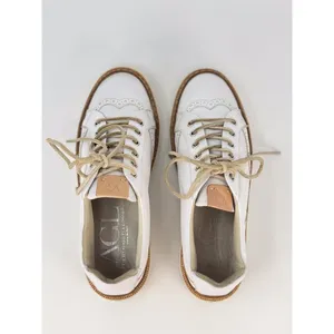 AGL Womens Shoes White Leather Low Top Wingtip Casual Fashion Sneakers 38 US 7.5 thumbnail 9