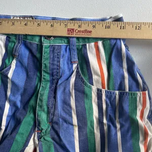 Extra Blues Vtg. 1990's High Rise Shorts Blue Green Stripes 100% Cotton Size 5 thumbnail 7