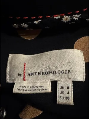 Anthropologie Black and Tan Polka Dot Midi Dress Size 4 thumbnail 3