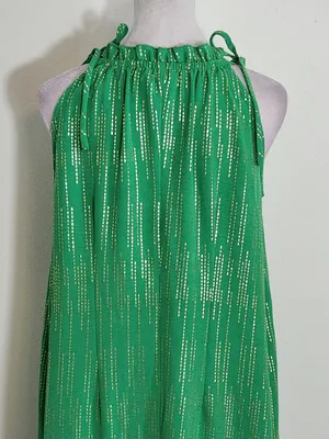 Signature by Robbie Bee Sleeveless Green and Gold Ruffle Mini Dress Size Small thumbnail 5