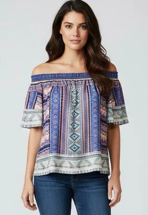Flying Tomato Cold-Shoulder Aztec Top - Size L thumbnail 1