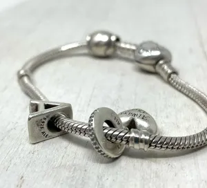 Pandora 3 charm sterling silver bracelet thumbnail 4