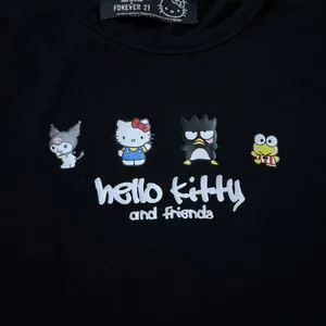 Hello Kitty And Friends X Forever 21 Black Graphic Crop Top Baby Doll T Shirt M thumbnail 2