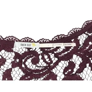 Kimchi Blue Maroon Red Lace Long‎ Sleeve Fit And Flare Empire Waist Dress Size 0 thumbnail 7