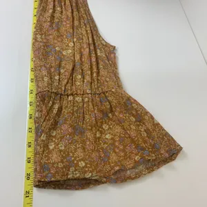 Japna Floral Halter Peplum Womens S Top Mustard Yellow Smocked Tie Back thumbnail 4