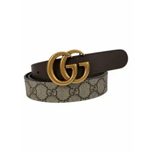 Gucci Canvas Monogram GG Buckle Supreme Leather Belt Brown Size 85cm/34" thumbnail 3