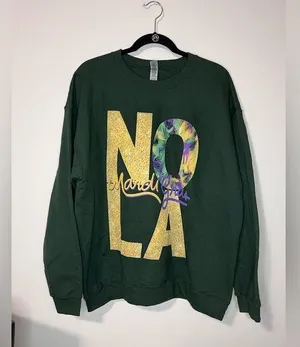 NOLA MARDI GRAS Crewneck Pullover Sweatshirt New Orleans Unisex Adult Sz L NWOT thumbnail 1