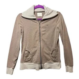 Banana Republic Womens XS Taupe Brown Full‎ Zip Shawl Collar Sweatshirt Jacket thumbnail 1