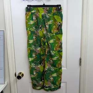 Haute Hippie green‎ geometric pull on flowy straight pocket lightweight pants S thumbnail 5