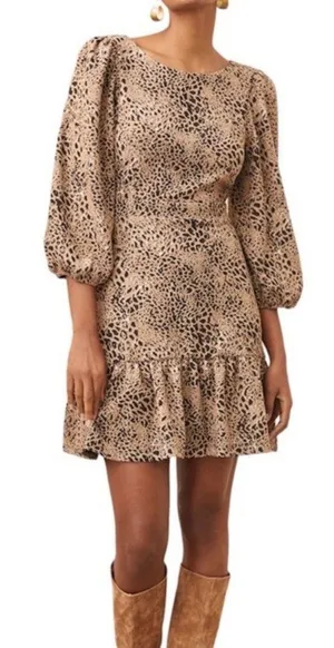 Anthropologie Maeve Knit Cut-Out Mini Dress Size 4 AnimalPrint Autumn thumbnail 1