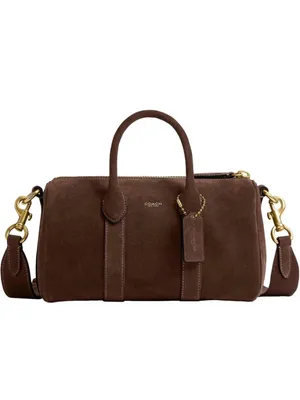 NEW Coach Compass 25 Suede Satchel Chocolate Brown Crossbody CFA51 NWT thumbnail 2