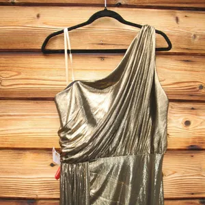 Mac Duggal 26537 Womens Draped One Shoulder Grecian Metallic Gown Dress thumbnail 12