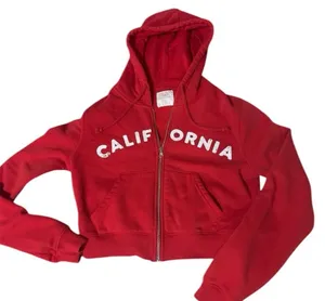 Lazy sundays Red Graphic Zip Up Number Cropped Hoodie thumbnail 1