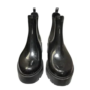 Steve Madden Nanna Women Black Elastic Platform Gloss Chelsie Rain Boots Size 10 thumbnail 2