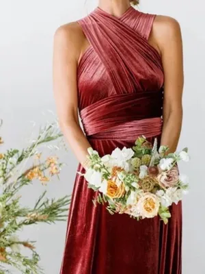 Revelry Micah Convertible Velvet Dress in Terracotta thumbnail 10